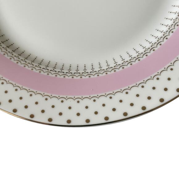 NEW Grace Teaware Fine Porcelain Salad Plates 8" Pink White Gold Dots Set of 4 - Picture 14 of 15